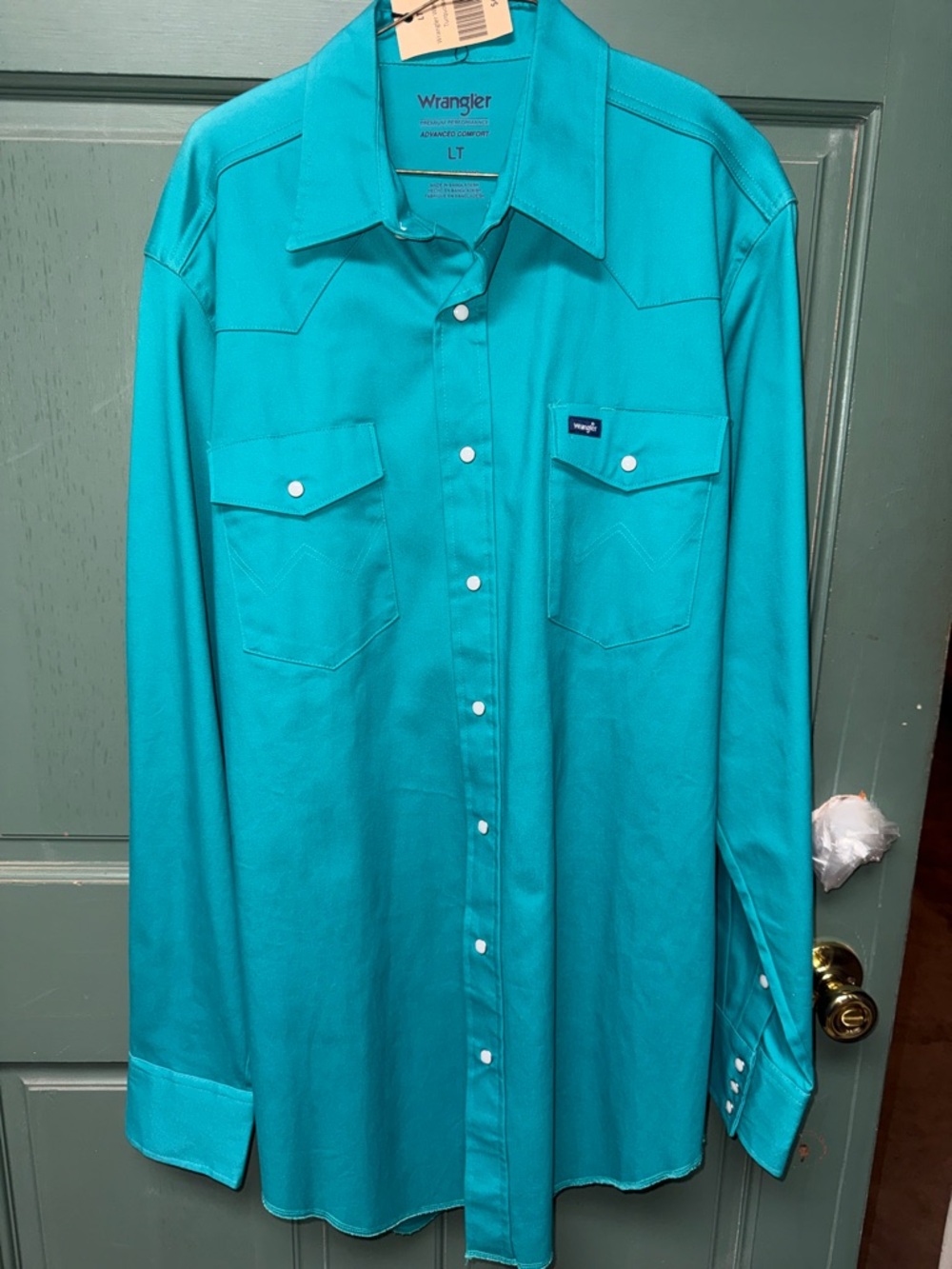 Wrangler Men's Teal Long-Sleeve Western Button-Down Shirt